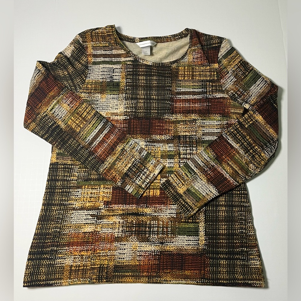 Christopher & Banks Earthcore Abstract Patchwork Knit Top M